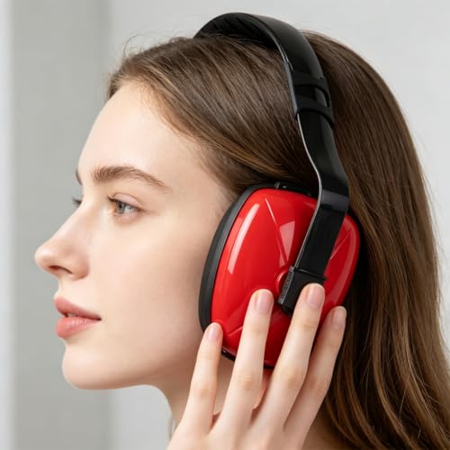 Noise Cancelling Ear Muffs for Adults, NRR 23 Hearing Protection – Adjustable Safety Earmuffs for Construction, Woodworking, Shooting, & Industrial Work, Foldable for Easy Storage