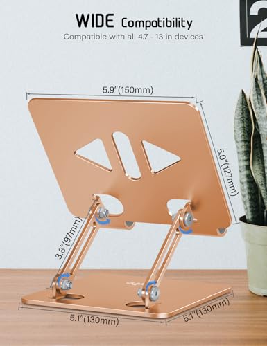 Aoviho Tablet Stand for Desk,Adjustable Tablet Holder,Gold - color: Gold