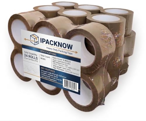 Heavy Duty Packing Brown Tape 24 Rolls 3 Inch x 110 Yards (330 Feet) Per Roll Carton Sealing Tape for Shipping Packaging Moving Office Storage & Tape Gun Refills 2.0 Mil 660 Total Yards