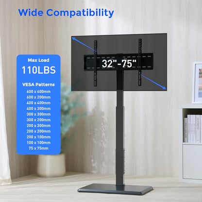 Floor TV Stand with Power Outlet for 32-75 Inch TVs, 110 lbs Capacity - style: TCP01-M-A01