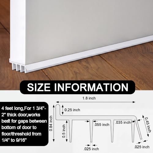2 Pcs 4 Feet Exterior Door Sweep Vinyl Door Bottom Seal with Tape Drip Cap - color: White, size: 4 Feet