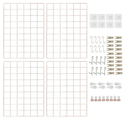 CIKLCIX Wire Wall Grid Panel Set of 4, Photo Display Board & Memo Board - color: Rose Gold, size: 4 Pack