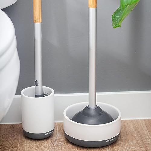 Full Circle Quick Drying Toilet Brush, Replaceable Head, White - color: Starter Kit, style: Toilet Brush