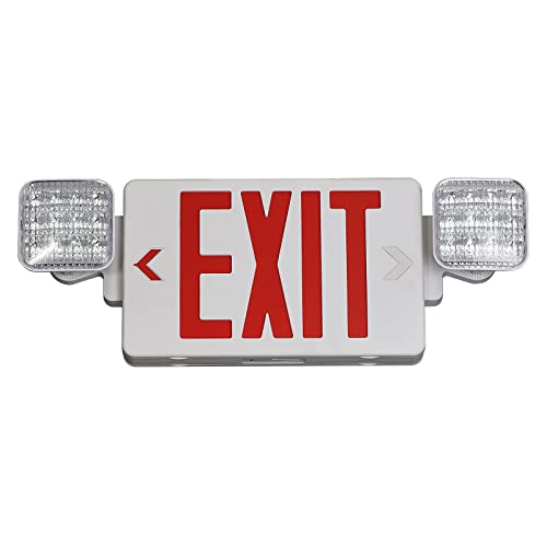 TANLUX Red Exit Sign with Emergency Lights, LED Emergency Exit Light with Battery Backup, UL Listed, AC 120/277V, Commercial Emergency Lights Combo for Business - 1 Pack - color: White Housing+Red Letter, size: 1 Pack