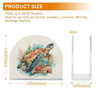 Watecolor Turtle Napkin Holder for Table Acrylic Tissue Dispenser - color: Beautiful Sea Turtle