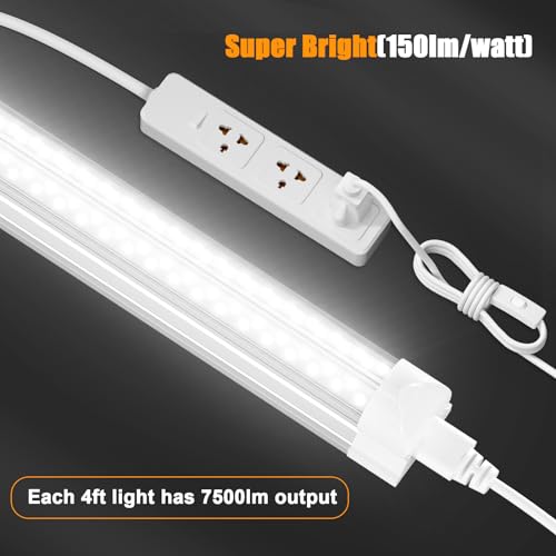 ONLYLUX LED Shop Light 4FT, 6000K 50W 7500LM Linkable(12 Pack)