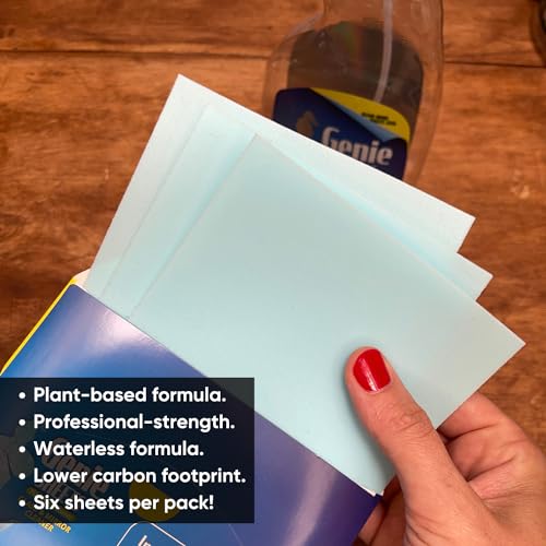 Genie Sheets Glass & Mirror Cleaner | Concentrate Makes 6 24oz Refills | Professional-Strength | Just Add Water | Sustainable Eco-Friendly Plant-Based Solution | 6 Sheets - size: 1 Count (Pack of 1), style: Glass Cleaner