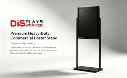 DISPLAYSWORKER 18x24 Poster Stand , Aluminum Double side Sign Holder floor Stand, Have Duty Base for Retail StoreS,Resrtaurants&Office - size: 18×24