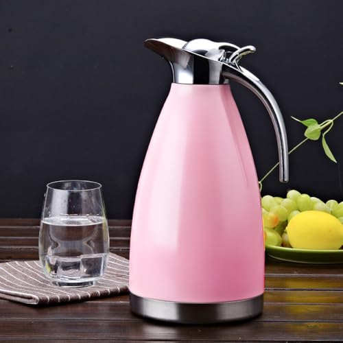 68 Oz Stainless Steel Thermal Carafe - Double Walled Vacuum Insulated Thermos/Carafe with Lid - Coffee/Tea Carafe Heat & Cold Retention - 2 Liter Pink - color: Pink