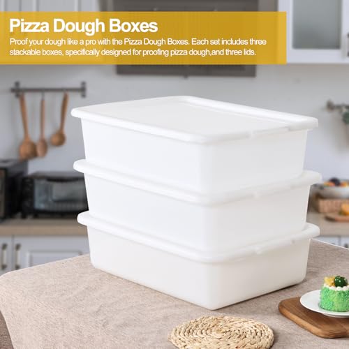3 Pack Pizza Dough Proofing Box, Pizza Storage Container, 13L
