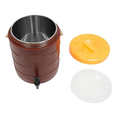 Insulated Beverage Dispenser - 6.6 Gal Stainless Steel Hot and Cold Drink Dispenser with Spigot & Handle, Commercial Thermal Container for Water Coffee Drink Catering Restaurant (Brown) - color: Brown