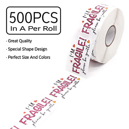 Wailozco Funny Fragile Stickers,I’m Fragile Please Be Gentle Packaging Sticker for Mailing Envelopes Small Business Shipping Package 500 Labels Per Roll - color: Please Be Gentle