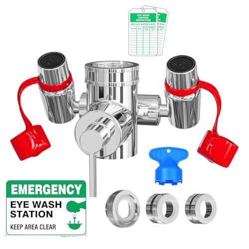 Eye Wash Kit, Faucet Mounted Emergency Eye Wash Station - 1 Pack - color: Red, size: Pack of 1