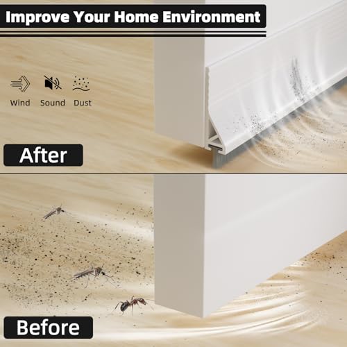 Esufeir 39” Under Door Draft Stopper with Brush,White - color: White, size: 39" X 1Pack