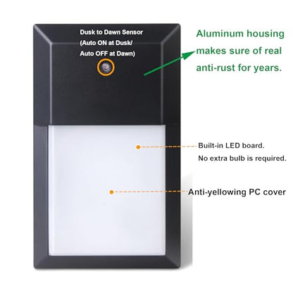 LIT-PaTH Outdoor Wall Light Fixture, Aluminum, LED 3000K, Black, 1 Pack - color: 3000K Black, size: 1-pk d2d
