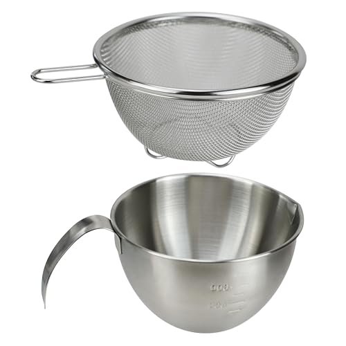 EIKS Stainless Steel Mixing Bowls with Colander Strainers, 1000ml/1-Quart