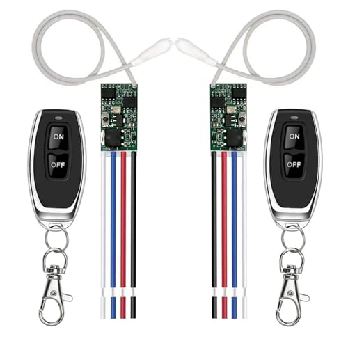 433MHz Universal Wireless RF Remote Control Switch DC 6V 12V 24V 1CH Channel Relay Wireless Secure RF Remote Control Switches Transmitter and Receiver kit, Momentary Toggle Latched Delay Mode(2 Pack) - color: 2transmitters and 2 receiver