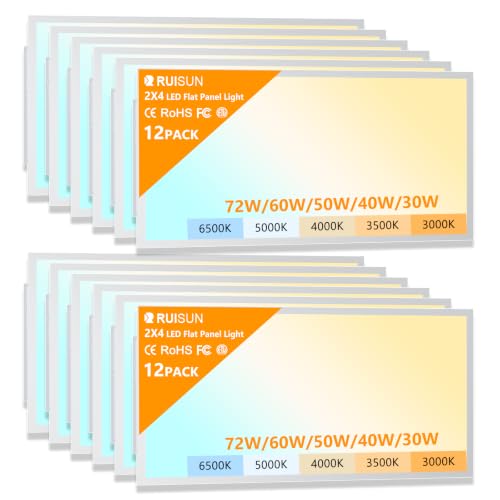 12 Pack 2x4 LED Flat Panel Lights with 5CCT Selectable, 9576LM, ETL - size: 2x4FT 12PACK