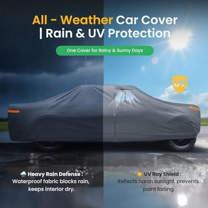 Ford F-150 Truck Cover Custom Fit 1997-2026 Super Cab Short Bed(6.5') with Door Zipper, 10 Layers Outdoor Pickup Truck Cover Waterproof All Weather, Car Tarp for Wind Dust Sun etc Protection. - size: Custom fit Ford F-150 Super Cab SB