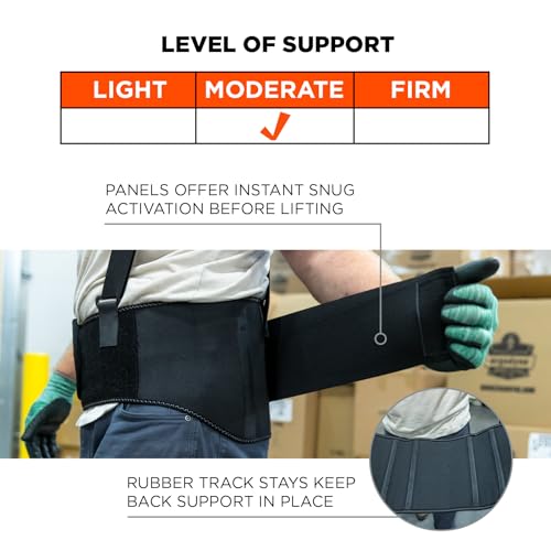 Ergodyne ProFlex 1600 Back Support Brace, 9" Extended Support, High Cut Front For Mobility, Small,Black - size: Small