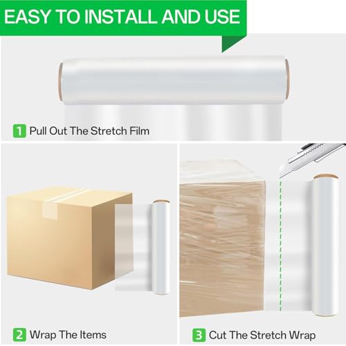 18in Stretch Wrap Roll, Heavy Duty 3000ft Shrink Wrap, Pallet Wrap 4 Pack - size: 18in-Clear-4Pack-3000ft