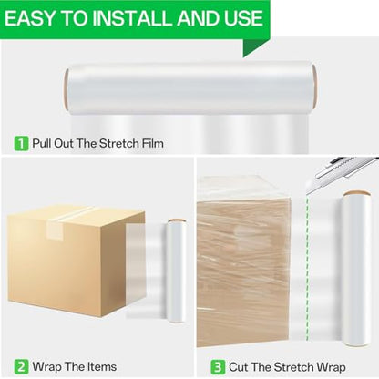 18in Stretch Wrap Roll, Heavy Duty 3000ft Shrink Wrap, Pallet Wrap 4 Pack - size: 18in-Clear-4Pack-3000ft