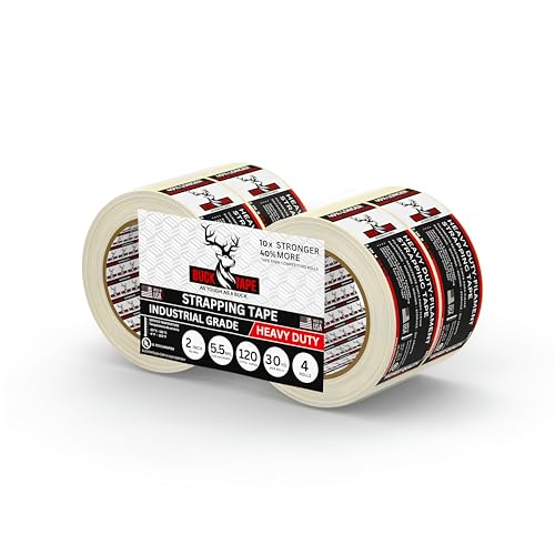 4 Pack Buck Strapping Tape 2 Inch x 30 Yds (90ft), 5.5 Mil – Heavy Duty Fiberglass Tape, Filament Tape, Reinforced Packing Tape with Synthetic PET Adhesive for Bundling, Shipping & Palletizing - size: 2 Inch x 30 Yards, style: 4 Pack