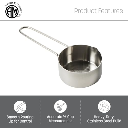 American METALCRAFT, Inc. 1/3 Stainless Steel Measuring Cup, Silver - size: 1/3 Cup