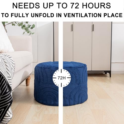 Asuprui Plush Ottoman Footrest, 20"x14", Dark Blue,Round Foot Stool Ottoman - color: Dark Blue, size: 20"D x 20"W x 14"H
