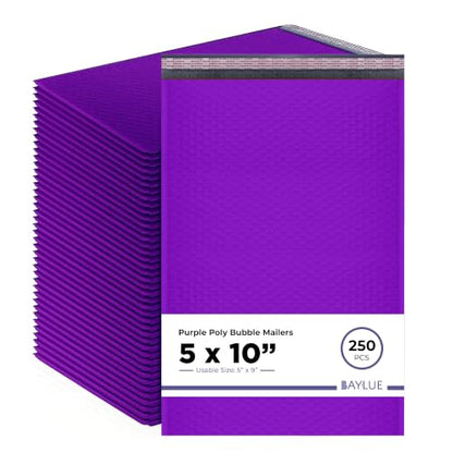 Purple Bubble Mailers 5x10, Self Seal Poly Padded Envelopes #00, 250 Pack - color: Purple, size: 5"x10" / 250 Pack