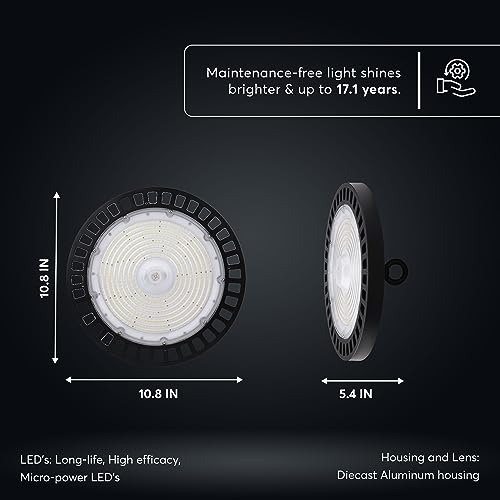 KASTLITE 150W LED Round UFO High Bay Light, 5000K, Dimmable, Bronze - color: 5000K Daylight, size: Medium - 22000 Lumens