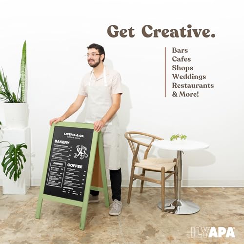 Ilyapa A Frame Chalk Board Easel Sign 40x20 in - Sandwich Signs Outdoor - color: Sage