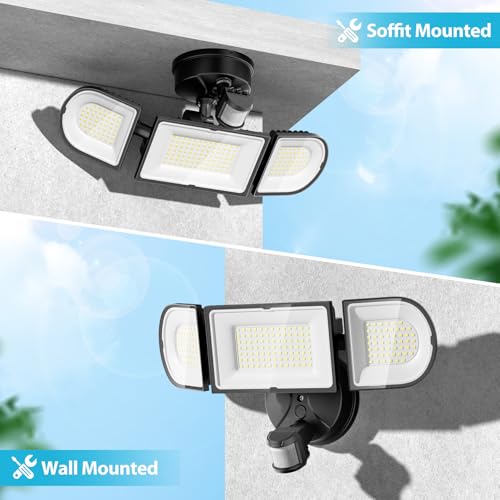 Olafus 180W Motion Sensor Outdoor Lights, 18000LM Ultra-Bright Dusk to Dawn LED Security Flood Light Wired, 6500K Daylight, IP65 Waterproof, for Yard/Garage/Driveway, Black - color: Black
