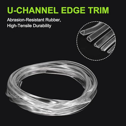PATIKIL Rubber Seal Strip, 10Ft Flexible U Channel Edge Trim Protector Soundproof Door Seal Strips Fit 2-3mm Thick Edge, 1/4"(6mm) Width, 3/8"(10mm) Height, Transparent - size: 1/4"(6mm ) x 3/8"(10mm )