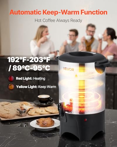 VEVOR Commercial Coffee Urn, 30 Cup 4.5 L Hot Beverage Dispenser with Dripless Faucet, Quick-Brewing Commercial Coffee Maker with Stainless Steel Liner, for Catering, Business, Church & Restaurant - size: 30Cup