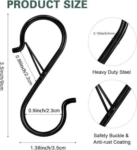 Heavy Duty Locking S Hooks, 30 Pack