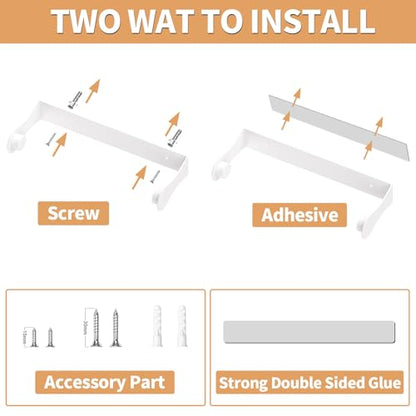 Paper Towel Holder Under Cabinet, Wall Mount,Adhesive or Drilling, White - color: White