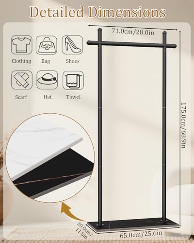 Coat Racks Freestanding with Natural Rock Base,68.9in,Black,Large - color: Black, size: 25.6*11.8*68.9in