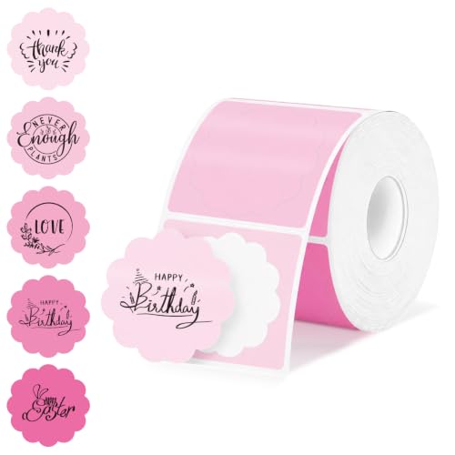 2" 500/Roll Flower Shaped Pink Round Thermal Labels for Thermal Printer - color: Gradient Pink, size: 2 Inch
