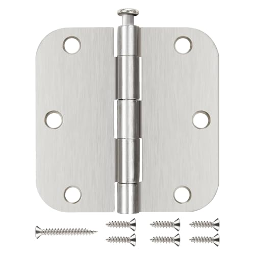 12 Pack Brushed Nickel Door Hinges 3 ½"x 3 ½" with 5/8” Radius Corners - color: Satin Nickel, size: 12 Pack