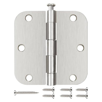 24 Pack Rounded Door Hinges Brushed Nickel 3.5 Inch with 5/8" Radius - color: Satin Nickel, size: 24 Pack