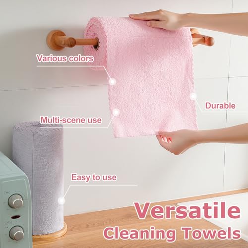 Jessy Home 80 Pack Reusable Paper Towels Pink Microfiber Cleaning Cloth Roll 12"x12" Microfiber Towels, Tear Away Cloth for Cars,Wash Cloths,Lint Free Rags for House,Kitchen,Window,Cleaning Supplies - color: Airy Pink