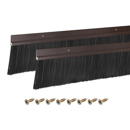 uxcell 2Pcs Door Brush Bottom Sweep H-Shape Aluminum Alloy Base with 2.8-inch Nylon Brush for Home, Industrial (39-inch L x 3.7-inch W, Brown) - color: Brown, Black, size: 39-inch x 3.7-inch x 2.8-inch