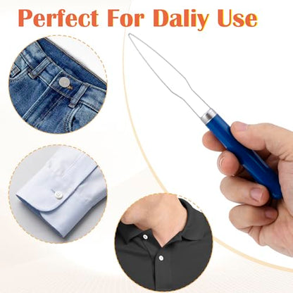Easy Button Hook, Steel Button Helper Tool for Elderly, Blue - color: Blue, Plastic Handle, 1 Pack