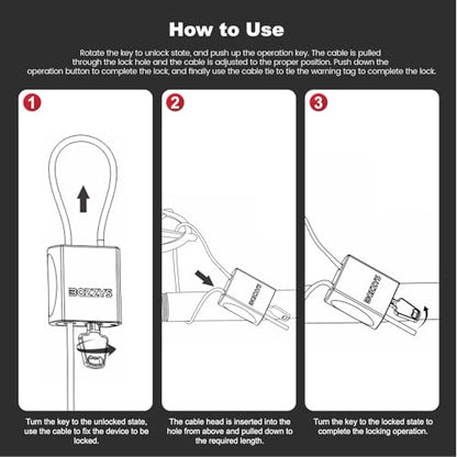 Adjustable Cable Locks with 6 Same Keys, 3-Pack, Red - color: red | 3pack(1.15ft,3.28ft,6.56ft)/set-6 same keys | Dia 1/6in(4mm)