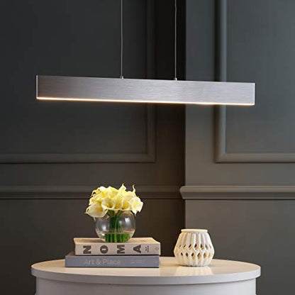 JONATHAN Y Draper 1-Light LED Linear Pendant 32", Brushed Aluminum - color: Brushed Aluminum, size: 32"