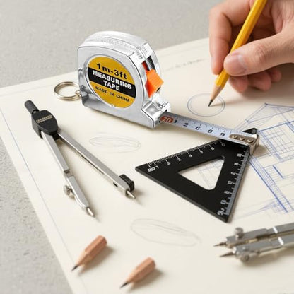 12 Pack Mini Tape Measure Keychains, 1.5 Inch Retractable Measuring Tapes with Lock, Small Functional Ruler for Party Favors, Gift Bags, Classroom Rewards, 1m/3ft