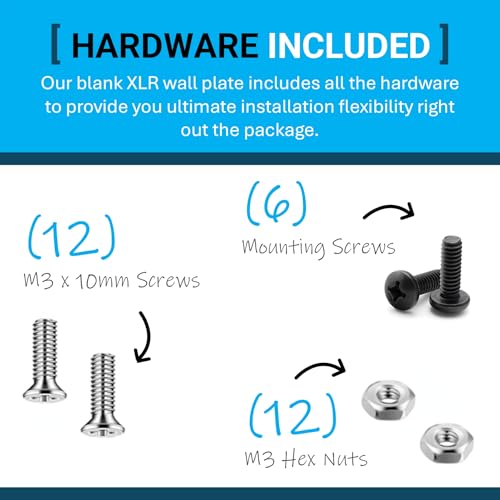 DIYTECH 6 Port Black XLR Wall Plate Blank Panel for Pro Audio - style: 6 Port Black