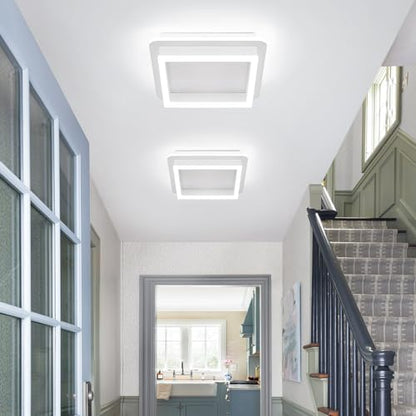 CANEOE 32W Square Hallway Light, Modern Flush Mount Led Ceiling Light,White Acrylic Close to Ceiling Lights for Bedroom Dining Room Kitchen Balcony Bathroom Aisle Ceiling Lamp (Cool White,6000K) - color: White, size: 1 Pack