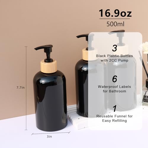 Shampoo and Conditioner Dispenser for Bathroom, Shower Soap Bottles Black - color: Black